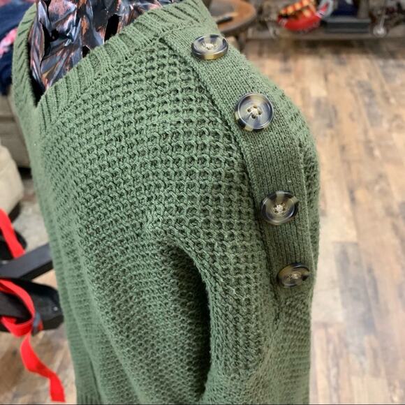 Rachel Zoe Crewneck One Shoulder Button Sweater - Picture 3 of 10